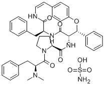 L-Prolinamide, N,N-dimethyl-L-phenylalanyl-N-(5,8-dioxo-3-phenyl-7-(ph enylmethyl)-2-oxa-6,9-diazabicyclo(10.2.2)hexadeca-10,12,14,15-tetraen -4-yl)-, (3R-(3R*,4S*,7S*))-, sulfamate CAS#: 19542-40-6