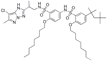 N-[3-[N-[2-(7-Chloro-6-methyl-1H-pyrazolo[1,5-b][1,2,4]triazol-2-yl)propyl]sulfamoyl]-4-(octyloxy)phenyl]-2-(octyloxy)-5-(1,1,3,3-tetramethylbutyl)benzenesulfonamide CAS#: 104660-32-4