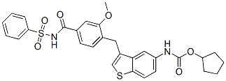 N-(4-((5-(((Cyclopentyloxy)carbonyl)amino)benzo(b)thien-3-yl)methyl)-3 -methoxybenzoyl)benzenesulfonamide CAS#: 107786-74-3