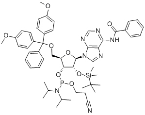 N-Benzoyl-5'-O-(4,4-Dimethoxytrityl)-2'-O-[(tert-butyl)dimethylsilyl]adenosine-3'-(2-cyanoethyl-N,N-diisopropyl)phosphoramidite CAS#: 104992-55-4