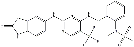 N-Methyl-N-[3-[[[2-[(2-oxo-2,3-dihydro-1H-indol-5-yl)amino]-5-trifluoromethylpyrimidin-4-yl]amino]methyl]pyridin-2-yl]methanesulfonamide CAS#: 717907-75-0