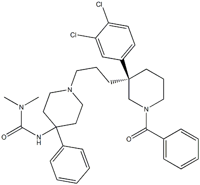 N1-[1-3-[(3R)-1-Benzoyl-3-(3-(3,4-dichlorophenyl)-3-piperidinyl]propyl]-4-phenyl-piperidinyl]-N,N-dimethylureahydrochloride CAS#: 264618-44-2