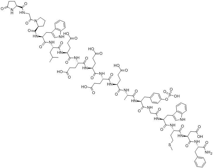 PYR-GLY-PRO-TRP-LEU-GLU-GLU-GLU-GLU-GLU-ALA-TYR(SO3H)-GLY-TRP-MET-ASP-PHE-NH2 CAS#: 19361-51-4
