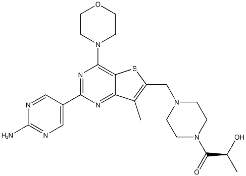 (S)-1-[4-[[2-(2-Aminopyrimidin-5-yl)-7-methyl-4-(morpholin-4-yl)thieno[3,2-d]pyrimidin-6-yl]methyl]piperazin-1-yl]-2-hydroxypropan-1-one CAS#: 1032754-93-0