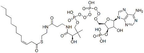S-[2-[3-[[(2R)-4-[[[(2R,3R,5R)-5-(6-aminopurin-9-yl)-4-hydroxy-3-phosphonooxyoxolan-2-yl]methoxy-hydroxyphosphoryl]oxy-hydroxyphosphoryl]oxy-2-hydroxy-3,3-dimethylbutanoyl]amino]propanoylamino]ethyl] (Z)-dodec-3-enethioate CAS#: 2152-91-2