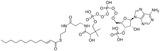 S-[2-[3-[[4-[[[(2R,3S,4R,5R)-5-(6-aminopurin-9-yl)-4-hydroxy-3-phosphonooxyoxolan-2-yl]methoxy-hydroxyphosphoryl]oxy-hydroxyphosphoryl]oxy-2-hydroxy-3,3-dimethylbutanoyl]amino]propanoylamino]ethyl] (E)-dodec-2-enethioate CAS#: 1066-12-2