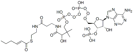 S-[2-[3-[[4-[[[(2R,3S,4R,5R)-5-(6-aminopurin-9-yl)-4-hydroxy-3-phosphonooxyoxolan-2-yl]methoxy-hydroxyphosphoryl]oxy-hydroxyphosphoryl]oxy-2-hydroxy-3,3-dimethylbutanoyl]amino]propanoylamino]ethyl] (E)-hex-2-enethioate CAS#: 10018-93-6