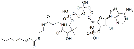 S-[2-[3-[[4-[[[(2R,3S,4R,5R)-5-(6-aminopurin-9-yl)-4-hydroxy-3-phosphonooxyoxolan-2-yl]methoxy-hydroxyphosphoryl]oxy-hydroxyphosphoryl]oxy-2-hydroxy-3,3-dimethylbutanoyl]amino]propanoylamino]ethyl] (E)-oct-2-enethioate CAS#: 10018-94-7