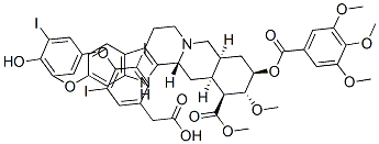 Yohimban-16-carboxylic acid, 11,17-dimethoxy-18-[(3,4,5-trimethoxybenzoyl)oxy]-, methyl ester, (3beta,16beta,17alpha,18beta,20alpha)-, mono[4-(4-hydroxy-3-iodophenoxy)-3,5-diiodobenzeneacetate] CAS#: 23284-27-7