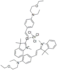 bis[2-[2-[4-[(2-ethoxyethyl)ethylamino]phenyl]vinyl]-1,3,3-trimethyl-3H-indolium] tetrachlorozincate CAS#: 23406-33-9