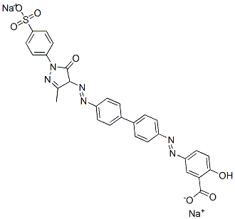 disodium 5-[[4'-[[4,5-dihydro-3-methyl-5-oxo-1-(4-sulphonatophenyl)-1H-pyrazol-4-yl]azo][1,1'-biphenyl]-4-yl]azo]salicylate CAS#: 13164-93-7