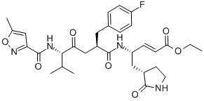 ethyl (E,4S)-4-[[(2R,5S)-2-[(4-fluorophenyl)methyl]-6-methyl-5-[(5-met hyloxazole-3-carbonyl)amino]-4-oxo-heptanoyl]amino]-5-[(3S)-2-oxopyrro lidin-3-yl]pent-2-enoate CAS#: 223537-30-2