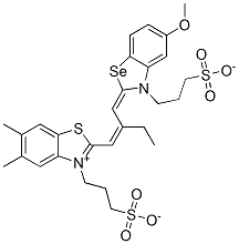 hydrogen-2-[2-[[5-methoxy-3-(3-sulphonatopropyl)-3H-benzoselenazol-2-ylidene]methyl]but-1-enyl]-5,6-dimethyl-3-(3-sulphonatopropyl)benzothiazolium CAS#: 24687-35-2