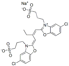hydrogen 5-chloro-2-[2-[[5-chloro-3-(3-sulphonatopropyl)-3H-benzoxazol-2-ylidene]methyl]but-1-enyl]-3-(3-sulphonatopropyl)benzoxazolium, sodium salt CAS#: 18360-25-3