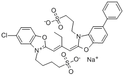 hydrogen 5-chloro-2[2-[[5-phenyl-3-(3-sulphonatobutyl)-3H-benzoxazol-2-ylidene]methyl]but-1-enyl]-3-(3-sulphonatopropyl)benzoxazolium, sodium salt CAS#: 28118-05-0