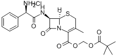 (pivaloyloxy)methyl [6R-[6alpha,7beta(R*)]]-7-(2-amino-2-phenylacetamido)-3-methyl-8-oxo-5-thia-1-azabicyclo[4.2.0]oct-2-ene-2-carboxylate monohydrochloride CAS#: 27726-31-4