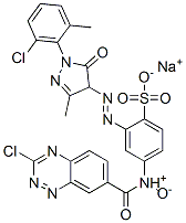 sodium 4-[[(3-chloro-1,2,4-benzotriazin-7-yl)carbonyl]amino]-2-[[1-(6-chloro-o-tolyl)-4,5-dihydro-3-methyl-5-oxo-1H-pyrazol-4-yl]azo]benzenesulphonate N4-oxide CAS#: 12777-30-9