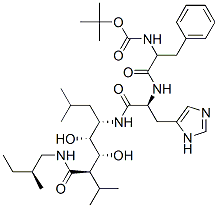 tert-butyl N-[(1S)-1-[[(1S)-1-[[(4S,5R,6R,7R)-5,6-dihydroxy-2,8-dimeth yl-7-[[(2S)-2-methylbutyl]carbamoyl]nonan-4-yl]carbamoyl]-2-(3H-imidaz ol-4-yl)ethyl]carbamoyl]-2-phenyl-ethyl]carbamate CAS#: 107600-10-2