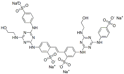 tetrasodium 5-[[4-(2-hydroxyethylamino)-6-[(4-sulfonatophenyl)amino]-1,3,5-triazin-2-yl]amino]-2-[(E)-2-[4-[[4-(2-hydroxyethylamino)-6-[(4-sulfonatophenyl)amino]-1,3,5-triazin-2-yl]amino]-2-sulfonato-phenyl]ethenyl]benzenesulfonate CAS#: 20182-56-3
