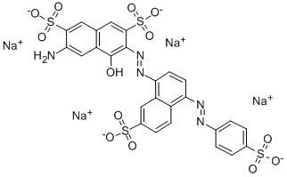 tetrasodium 6-amino-4-hydroxy-3-[[7-sulphonato-4-[(4-sulphonatophenyl)azo]-1-naphthyl]azo]naphthalene-2,7-disulphonate CAS#: 2118-39-0