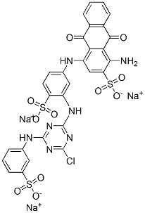 trisodium 1-amino-4-[3-[[4-chloro-6-(3-sulphonatoanilino)-1,3,5-triazin-2-yl]amino]-4-sulphonatoanilino]-9,10-dihydro-9,10-dioxoanthracene-2-sulphonate CAS#: 23422-12-0