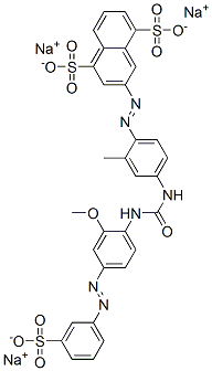 trisodium 3-[[4-[[[[2-methoxy-4-[(3-sulphonatophenyl)azo]phenyl]amino]carbonyl]amino]-o-tolyl]azo]naphthalene-1,5-disulphonate CAS#: 28706-19-6