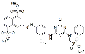 trisodium 3-[[4-[[4-chloro-6-[phenyl(sulphonatomethyl)amino]-1,3,5-triazin-2-yl]amino]-5-methoxy-o-tolyl]azo]naphthalene-1,5-disulphonate CAS#: 25904-59-0
