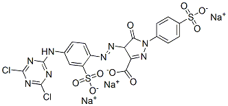 trisodium 4-[[4-[(4,6-dichloro-1,3,5-triazin-2-yl)amino]-2-sulphonatophenyl]azo]-4,5-dihydro-5-oxo-1-(4-sulphonatophenyl)-1H-pyrazole-3-carboxylate CAS#: 22961-46-2