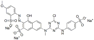 trisodium 7-[[4-chloro-6-[(4-sulphonatophenyl)amino]-1,3,5-triazin-2-yl]methylamino]-4-hydroxy-3-[(4-methoxy-2-sulphonatophenyl)azo]naphthalene-2-sulphonate CAS#: 12237-01-3