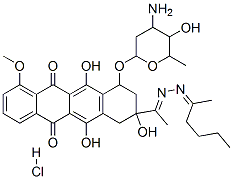 10-(4-amino-5-hydroxy-6-methyl-oxan-2-yl)oxy-8-[N-(hexan-2-ylideneamin o)-C-methyl-carbonimidoyl]-6,8,11-trihydroxy-1-methoxy-9,10-dihydro-7H -tetracene-5,12-dione hydrochloride CAS#: 128948-02-7