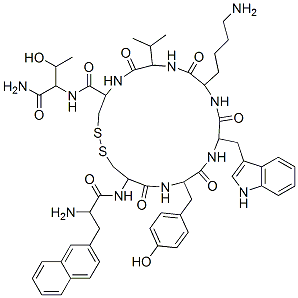 10-(4-aminobutyl)-19-[(2-amino-3-naphthalen-2-yl-propanoyl)amino]-N-(1 -carbamoyl-2-hydroxy-propyl)-16-[(4-hydroxyphenyl)methyl]-13-(1H-indol -3-ylmethyl)-6,9,12,15,18-pentaoxo-7-propan-2-yl-1,2-dithia-5,8,11,14, 17-pentazacycloicosane-4-carboxamide CAS#: 127984-74-1