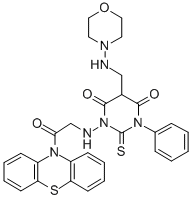 10H-Phenothiazine, 10-(((tetrahydro-5-((4-morpholinylamino)methyl)-4,6 -dioxo-3-phenyl-2-thioxo-1(2H)-pyrimidinyl)amino)acetyl)- CAS#: 141177-53-9