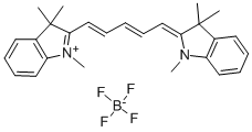 1,1',3,3,3',3'-HEXAMETHYLINDODICARBOCYANINE TETRAFLUOROBORATE, BORATE(1-), TETRAFLUORO-, 2-[5-(1,3-DIHYDRO-1,3,3-TRIMETHYL-2H-INDOL-2-YLIDENE)-1,4-PENTADIENYL]-1,3,3-TRIMETHYL-3H-INDOLIUM CAS#: 38575-74-5