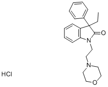 1,3-Dihydro-3-ethyl-1-(2-(4-morpholinyl)ethyl)-3-phenyl-2H-indol-2-one monohydrochloride CAS#: 37126-54-8
