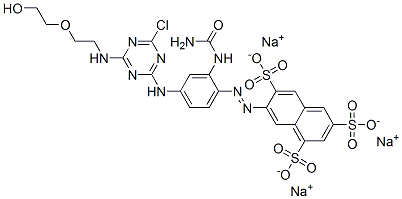 1,3,6-Naphthalenetrisulfonic acid, 7-2-(aminocarbonyl)amino-4-4-chloro-6-2-(2-hydroxyethoxy)ethylamino-1,3,5-triazin-2-ylaminophenylazo-, trisodium salt CAS#: 130201-53-5