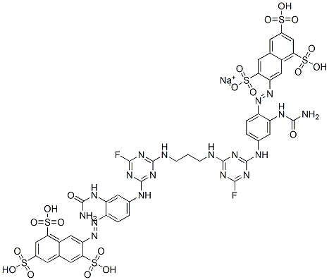 1,3,6-Naphthalenetrisulfonic acid, 7,7-1,3-propanediylbisimino(6-fluoro-1,3,5-triazine-4,2-diyl)imino2-(aminocarbonyl)amino-4,1-phenyleneazobis-, sodium salt CAS#: 143683-24-3