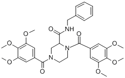 1,4-Bis(3,4,5-trimethoxybenzoyl)-N-(phenylmethyl)-2-piperazinecarboxam ide CAS#: 129477-62-9