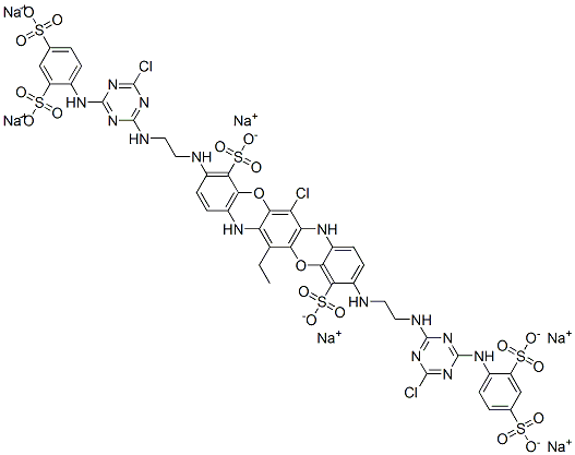 6-Chloro-3,10-bis[2-[4-chloro-6-(2,4-disulfophenylamino)-1,3,5-triazin-2-ylamino]ethylamino]-13-ethylbenzo[5,6][1,4]oxozino[2,3-b]phenoxazine-4,11-disulphonic acid, sodium salt CAS#: 151594-21-7