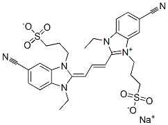 1H-Benzimidazolium,5-cyano-2-[3-[5-cyano-1-ethyl-1,3-dihydro-3-(3-sulfopropyl)-2H-benzimidazol-2-ylidene]-1-propenyl]-1-ethyl-3-(3-sulfopropyl)-, inner salt, sodium salt CAS#: 33628-08-9