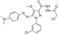 1H-Pyrazole-3-carboxylic acid, 1-(3-chlorophenyl)-5-((4-(dimethylamino )phenyl)azo)-4-methoxy-,2-(chloroacetyl)hydrazide CAS#: 172701-64-3