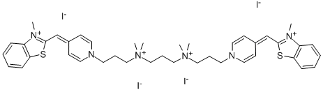 2-([1-(3-[[3-(DIMETHYL(3-[4-[(3-METHYL-1,3-BENZOTHIAZOL-3-IUM-2-YL)METHYLENE]-1(4H)-PYRIDINYL]PROPYL)AMMONIO)PROPYL](DIMETHYL)AMMONIO]PROPYL)-4(1H)-PYRIDINYLIDENE]METHYL)-3-METHYL-1,3-BENZOTHIAZOL-3-IUM TETRAIODIDE CAS#: 169454-13-1