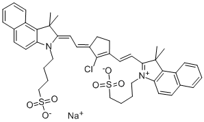 2-[2-[2-CHLORO-3-[[1,3-DIHYDRO-1,1-DIMETHYL-3-(4-SULFOBUTYL)-2H-BENZ[E]INDOL-2-YLIDENE]ETHYLIDENE]-1-CYCLOPENTEN-1-YL]-ETHENYL]-1,1-DIMETHYL-3-(4-SULFOBUTYL)-1H-BENZ[E]INDOLIUM, INNER SALT, SODIUM SALT CAS#: 162093-45-0