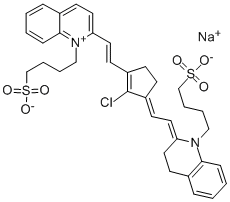 2-[2-[2-CHLORO-3-[2-[1,3-DIHYDRO-1-(4-SULFOBUTYL-2H-QUINOLINYLIDENE) ETHYLIDENE]-1-CYCLOPENTENE-1-YL]ETHENYL]-1(4-SULFOBUTYL)QUINOLINIUM], INNER SALT, MONOSODIUM SALT CAS#: 287183-28-2