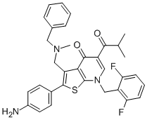 2-(4-Amino-phenyl)-3-[(benzyl-methyl-amino)-methyl]-7-(2,6-difluoro-benzyl)-5-isobutyryl-7H-thieno[2,3-b]pyridin-4-one CAS#: 174072-26-5