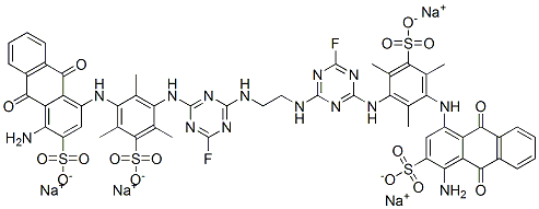 2-Anthracenesulfonic acid, 4,4-1,2-ethanediylbisimino(6-fluoro-1,3,5-triazine-4,2-diyl)imino(2,4,6-trimethyl-5-sulfo-3,1-phenylene)iminobis1-amino-9,10-dihydro-9,10-dioxo-, sodium salt CAS#: 143683-23-2