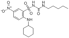 2-(CYCLOHEXYLAMINO)-5-NITRO-N-[(PENTYLAMINO)CARBONYL]-BENZENESULFONAMIDE CAS#: 284464-77-3