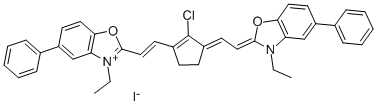 2-[(E)-2-(2-CHLORO-3-((E)-2-[3-ETHYL-5-PHENYL-1,3-BENZOXAZOL-2(3H)-YLIDENE]ETHYLIDENE)-1-CYCLOPENTEN-1-YL)ETHENYL]-3-ETHYL-5-PHENYL-1,3-BENZOXAZOL-3-IUM IODIDE CAS#: 121556-56-7