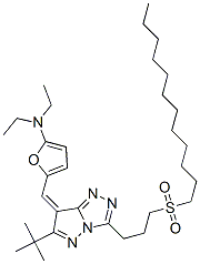 2-Furanamine,  5-[[6-(1,1-dimethylethyl)-3-[3-(dodecylsulfonyl)propyl]-7H-pyrazolo[5,1-c]-1,2,4-triazol-7-ylidene]methyl]-N,N-diethyl- CAS#: 299179-69-4
