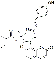 2-Methyl-2-butenoic acid 1-[8,9-dihydro-9-[[3-(4-hydroxyphenyl)-1-oxo-2-propenyl]oxy]-2-oxo-2H-furo[2,3-h]-1-benzopyran-8-yl]-1-methylethyl ester CAS#: 43043-07-8