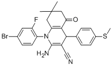 2-amino-1-(4-bromo-2-fluorophenyl)-7,7-dimethyl-4-[4-(methylsulfanyl)phenyl]-5-oxo-1,4,5,6,7,8-hexahydro-3-quinolinecarbonitrile CAS#: 309281-16-1